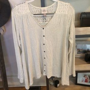 Striped sweater with lace back